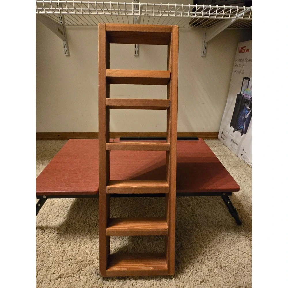 Handmade Rustic Wooden Ladder Shelf Decorative 7-Tier Display Rack Brown Wood